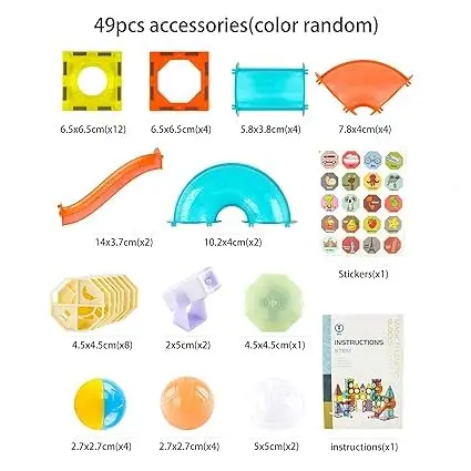 49 Pcs Light Magnetic Tiles for Kids – 3D STEM Building Blocks & Marble Run Toy Set 5.webp