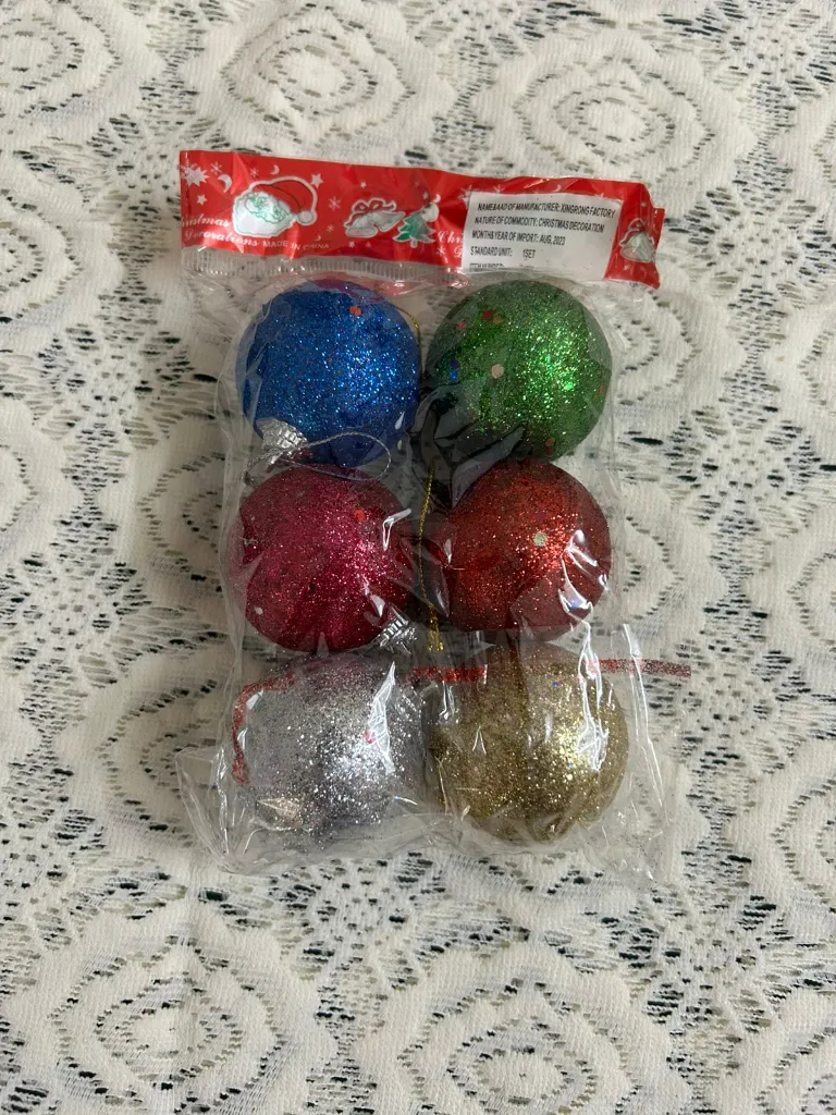 Christmas Tree Decoration (6 Pcs Glitter Balls)  2.webp