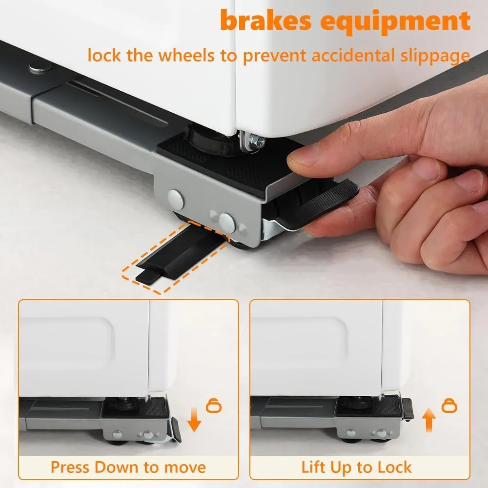 Adjustable Heavy Duty Appliance Roller Stand with Lifting Tool for Washing Machine & Refrigerator (2 Pcs) 4.webp