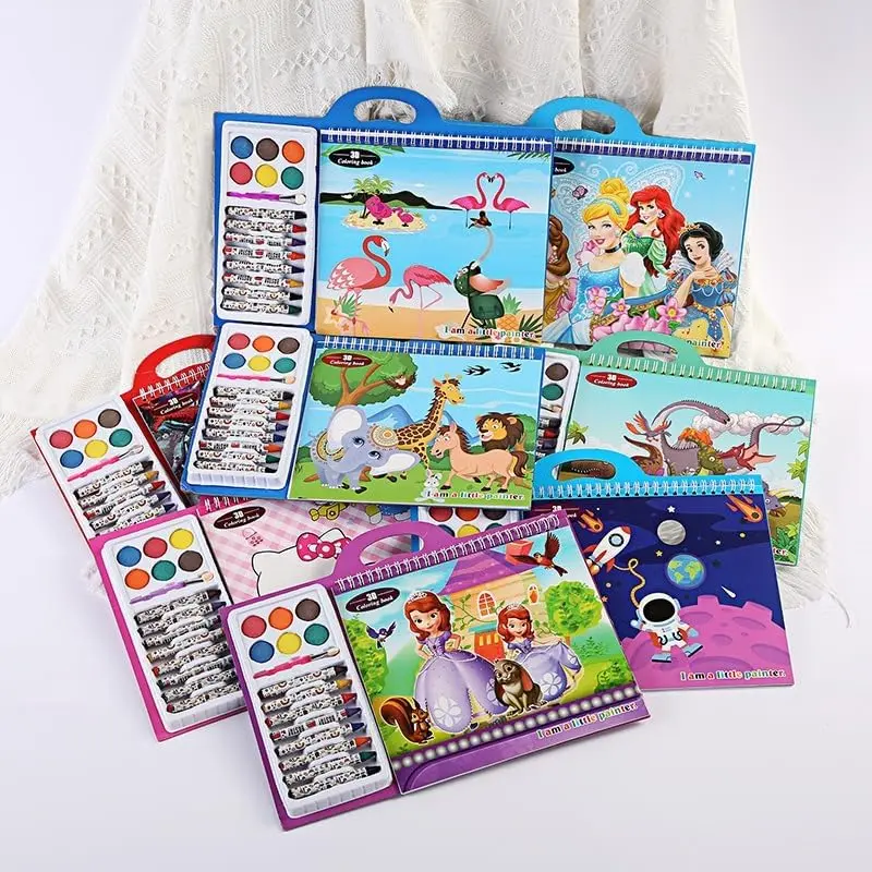 3D Coloring Book with Crayons and Watercolor 4.webp