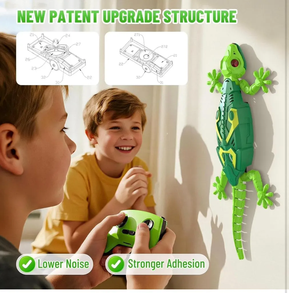 Wall Climbing Remote Control Lizard Toy – 2.4GHz RC with 360° Rotation, LED Lights & USB Rechargeable Indoor Stunt Toy for Kids 6.webp