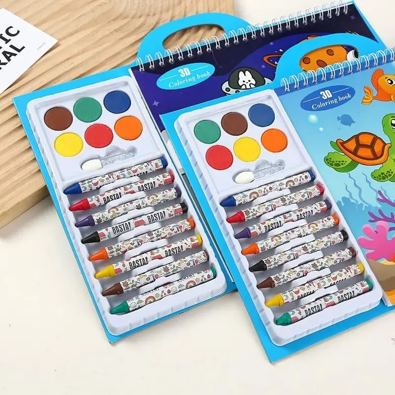 3D Coloring Book with Crayons and Watercolor 3.webp