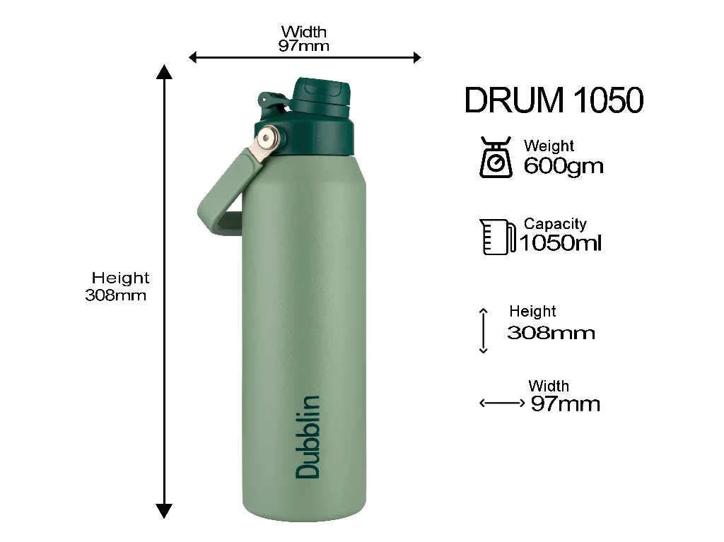 Dubblin Stainless Steel Vacuum Bottle (Drum 1050, 1050ml) 5.webp