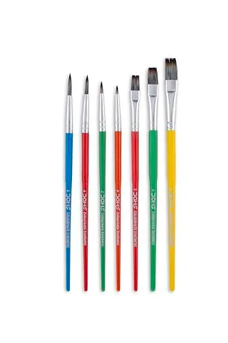 DOMS Colourmate Synthetic Paint Brush Set (Flat & Round, Pack of 7) 2.webp