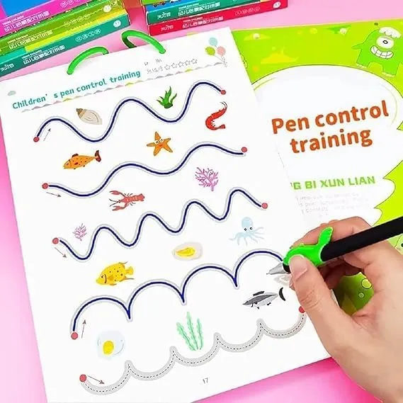 Magic Practice Reusable Pen Control Workbook - Kids Tracing & Drawing Book with Disappearing Ink Pen - Lines Shapes Patterns Numbers Learning Book 2.webp