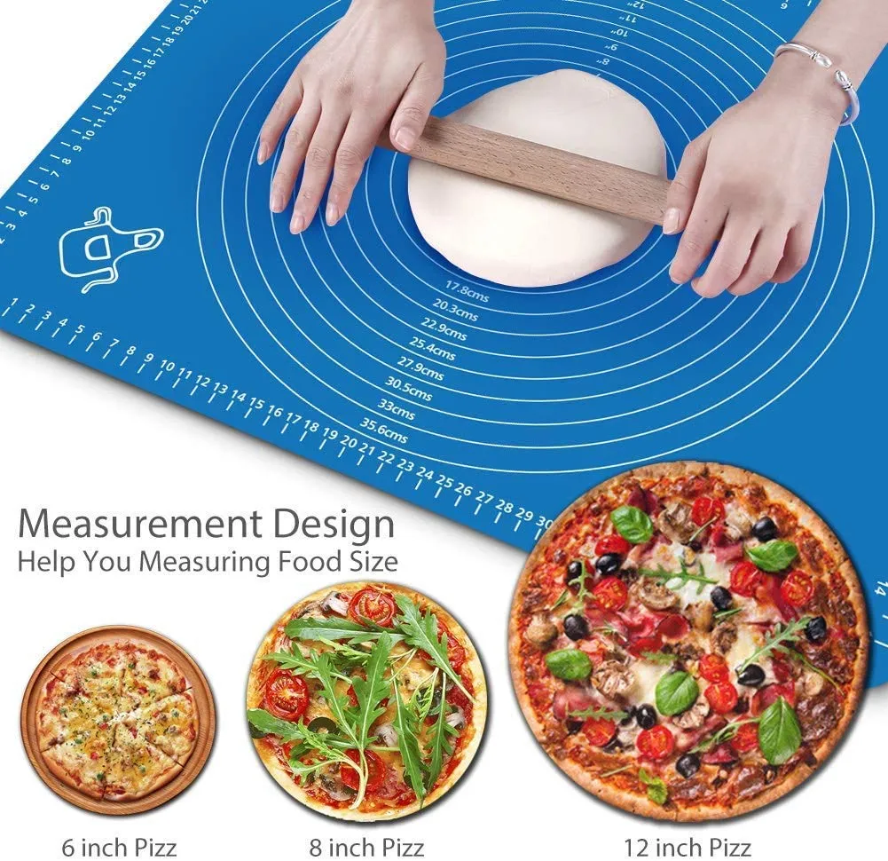 Silicone Baking Mat with Measurements - Non Stick Reusable Dough Rolling Sheet for Roti Chapati Pastry Fondant (50 x 40 cm)  2.webp