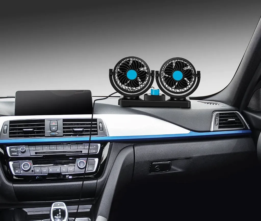 Electric Car Dashboard Fan - 360° Rotatable Dual Head Cooling Fan - 2 Speed Powerful Air Circulation Auto Fan 3.webp