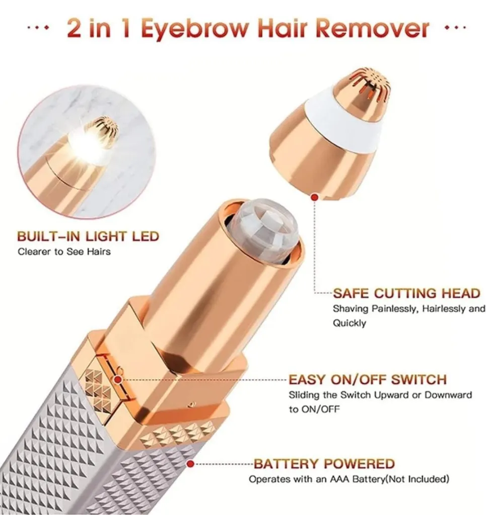 Facial Hair Remover Trimmer - Eyebrow, Upper Lip, Nose & Face Hair Removal Machine 3.webp