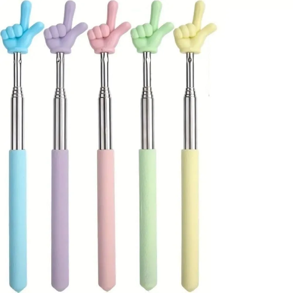Khujli Stick Back Scratcher & Hand Pointer - Telescopic Stainless Steel Extendable Teaching Stick with Hand Shape - 1 Pc (Multicolor) 1.webp