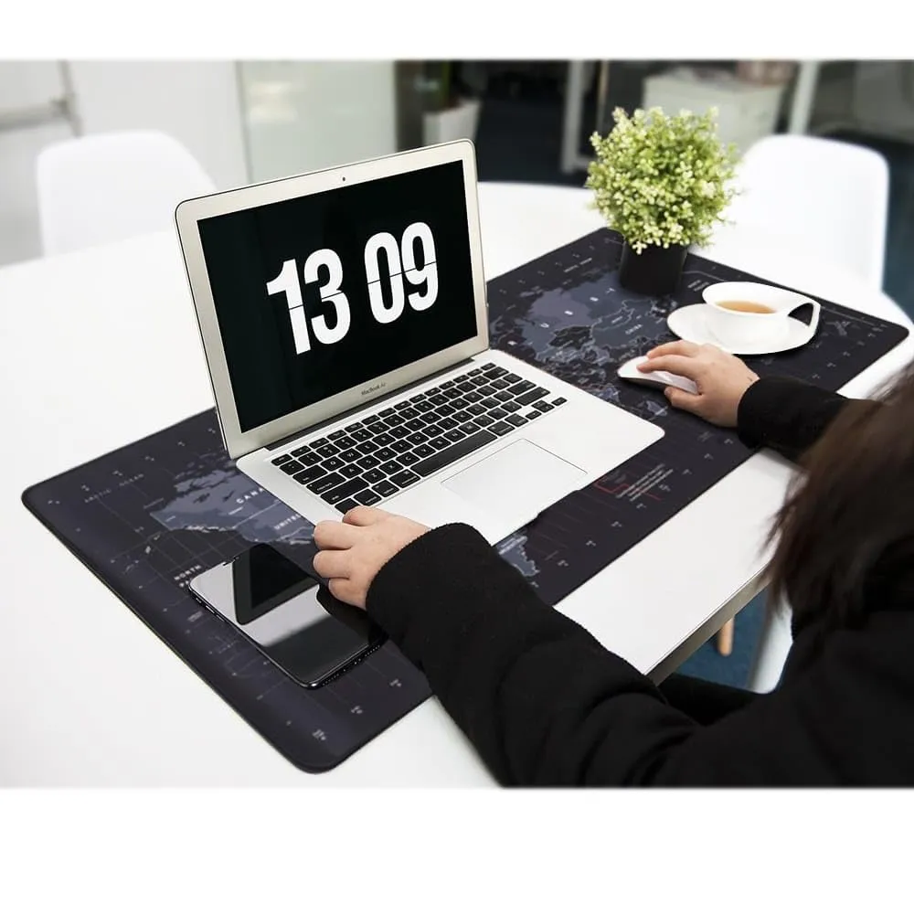 World Map Keyboard Mat - 80x30 cm Extended Gaming Mouse Pad - Anti Slip Rubber Base with Stitched Edges for Laptop & Computer 3.webp
