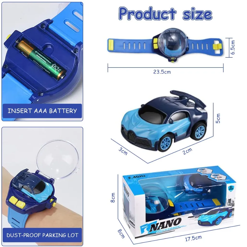 Watch Remote Control Car Toy - Mini Cartoon RC Car with Wrist Watch Controller - USB Rechargeable Racing Car Toy Gift for Kids Boys & Girls 2.webp