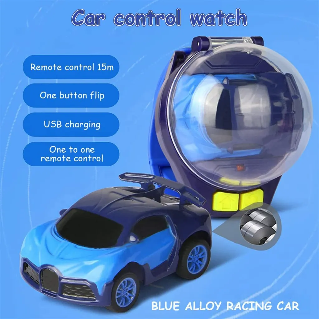 Watch Remote Control Car Toy - Mini Cartoon RC Car with Wrist Watch Controller - USB Rechargeable Racing Car Toy Gift for Kids Boys & Girls 4.webp