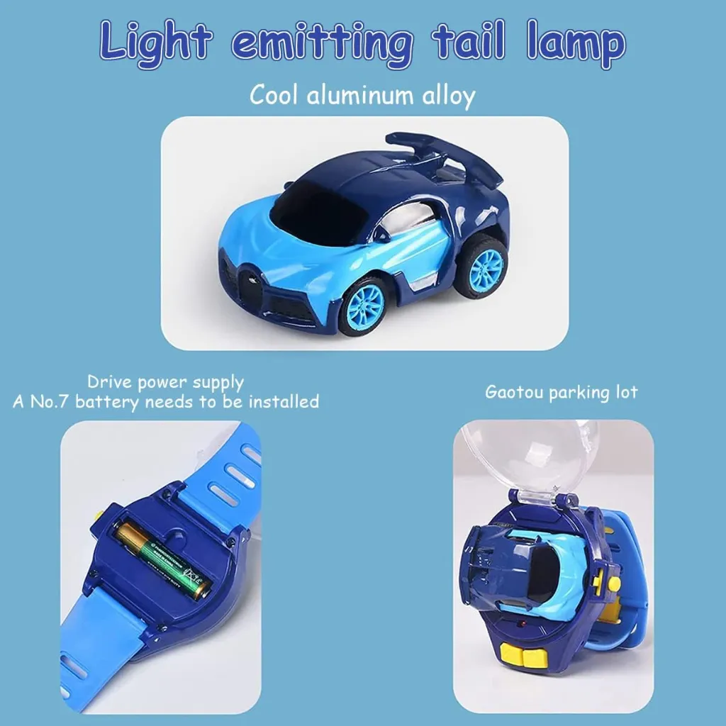 Watch Remote Control Car Toy - Mini Cartoon RC Car with Wrist Watch Controller - USB Rechargeable Racing Car Toy Gift for Kids Boys & Girls 5.webp