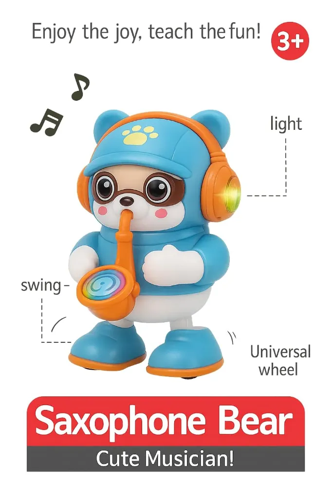 Musical Saxophone Bear Toy with Lights & Dancing Action for Kids 5.webp