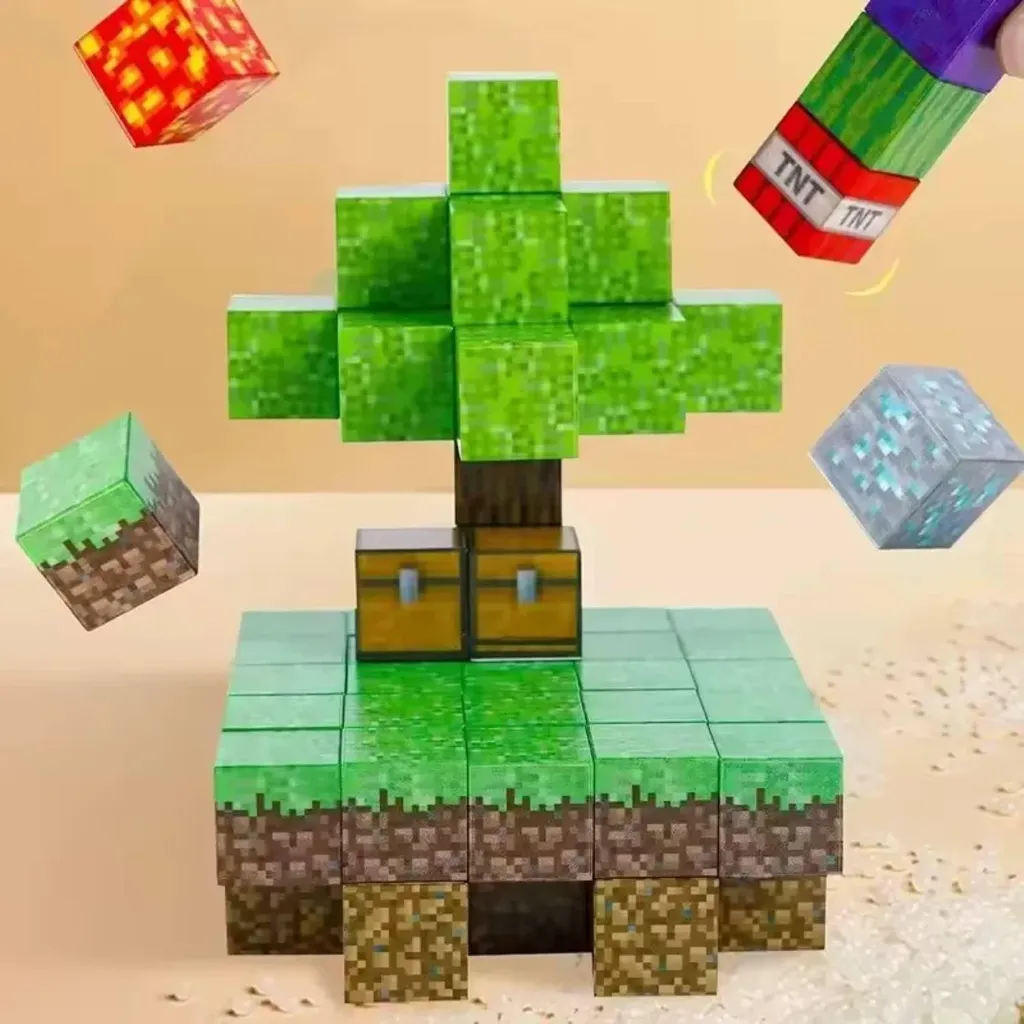 Minecraft Magnetic Building Blocks Set (27 Pcs Magnetic Construction Cubes) 7.webp