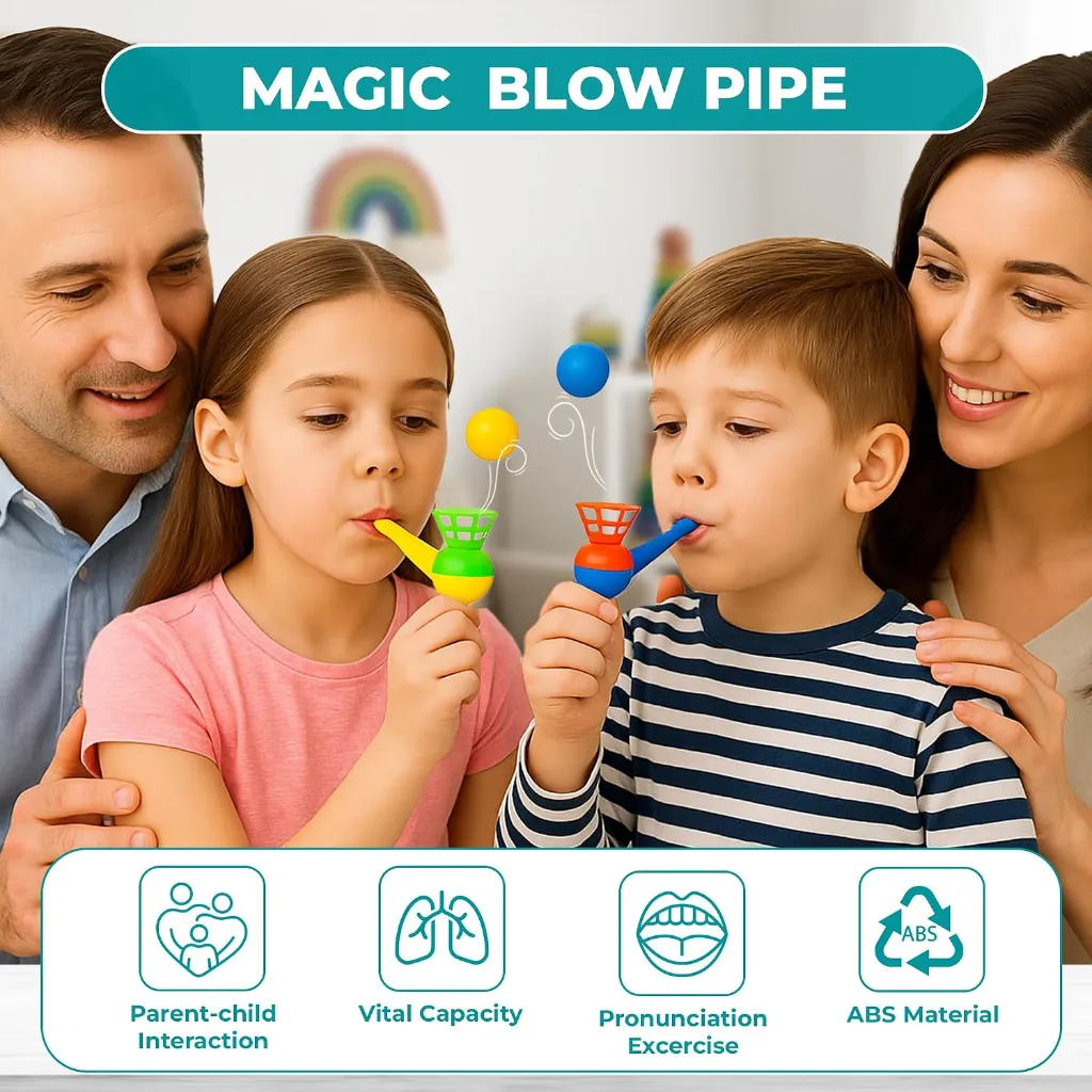 Ratna Magic Blow Pipe Set of 2 Floating Ball Game - Creative Magic Blowing Ball Toy with 2 Pipes & 4 Floating Balls, Indoor Party Game for Kids & Adults, Fun Family Activity, Ages 5+ 3.webp