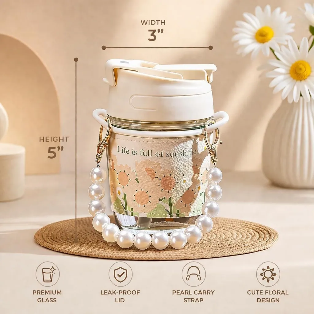 Glass Coffee Mug with Pearl Chain 2.webp