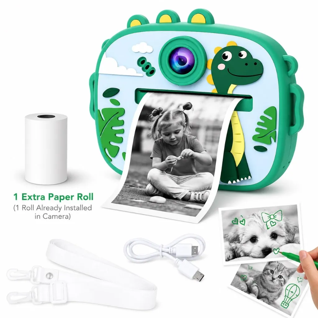 Kids Instant Print Camera with Camera Cover (Random Design) 3.webp