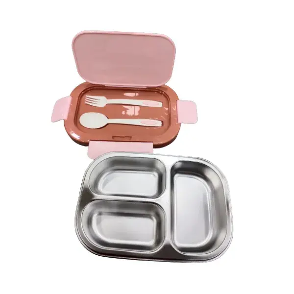 Stainless Steel 3-Compartment Lunch Box – Insulated Body, Leak-Proof, BPA-Free, 750ml (Model Dubblin Bento) 2.webp