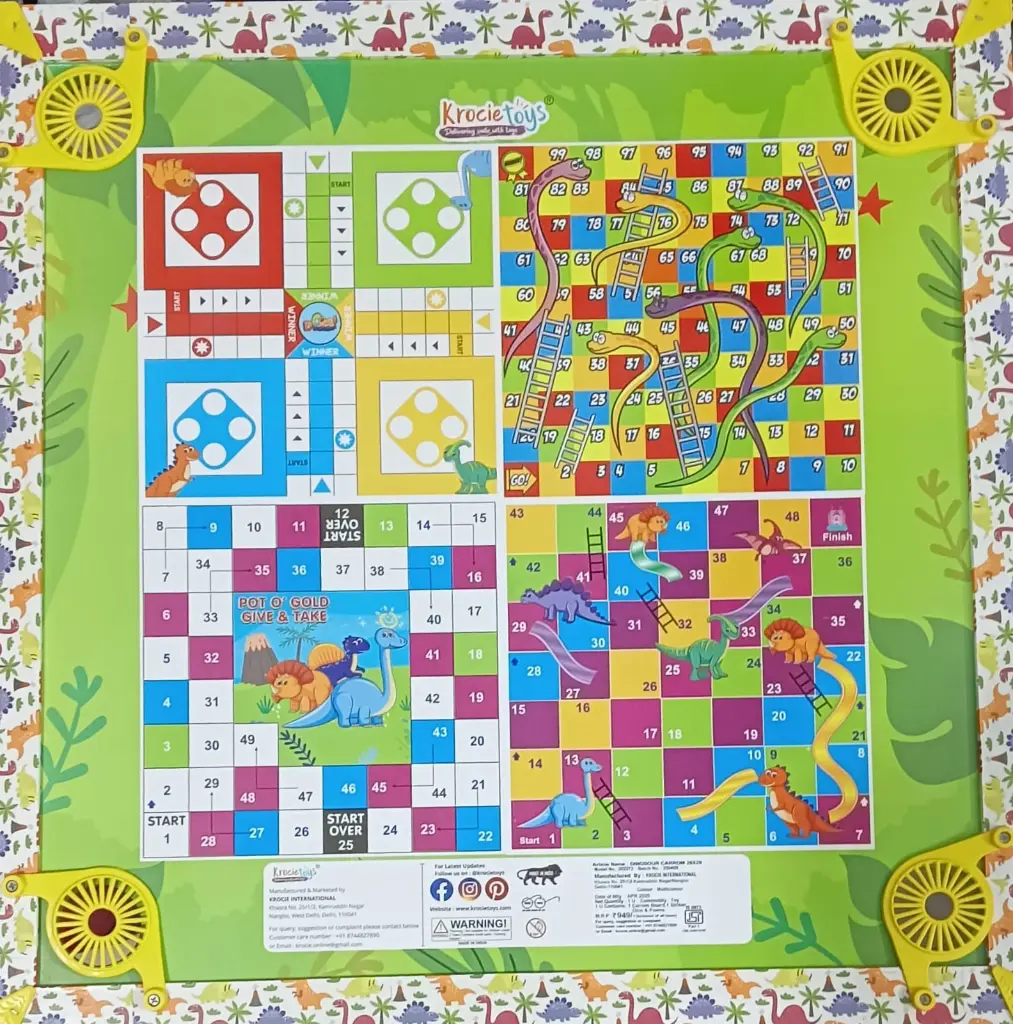 Krocie Toys Dinosour Carrom with LUDO (26X26) 2.webp