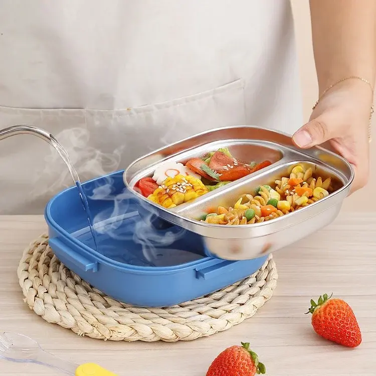 Stainless Steel Lunch Box (3 Compartment, 6123) 3.webp