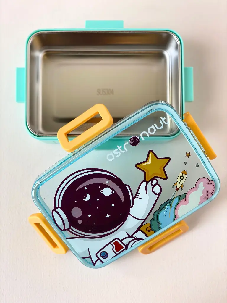Stainless Steel Cartoon Print Lunch Box - 600ml + 100ml Bowl - 2576 -3.webp