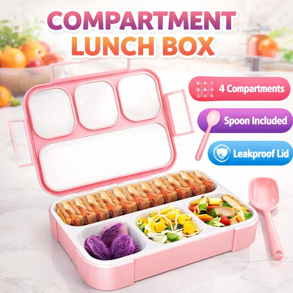 [KBS-196] Plastic 4 Compartment Lunch Box