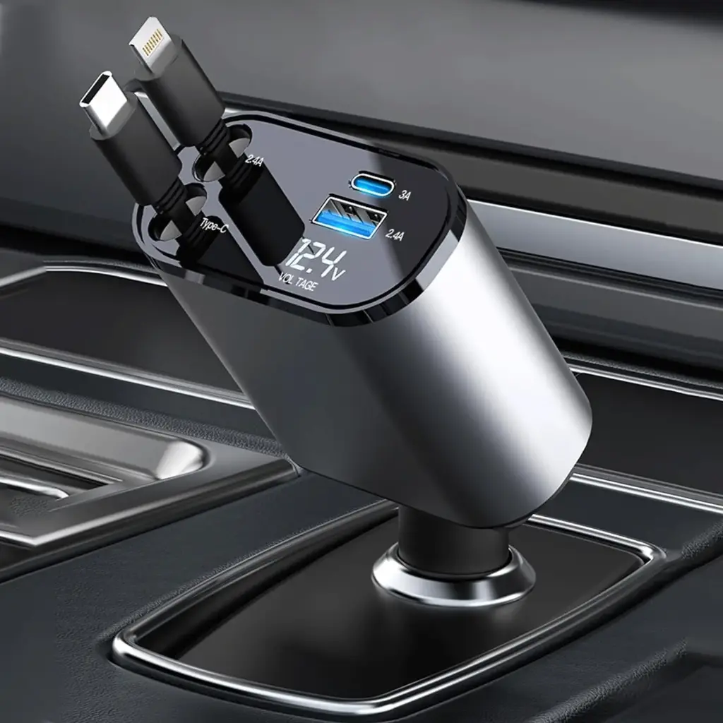 Retractable 4 in 1 Car Charger