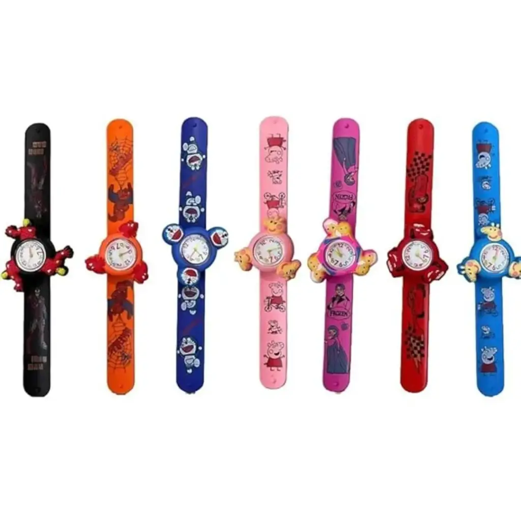 Kids Cartoon Wrist Band with Spinning Analog Watch