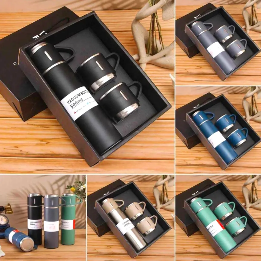Stainless Steel Vacuum Insulated Flask with 3 Cups