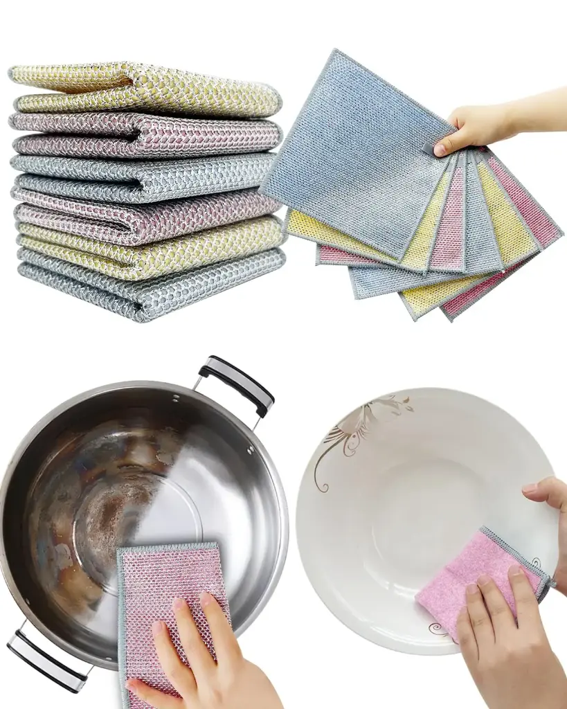 Wire Dish Wash Cloth with scrubber