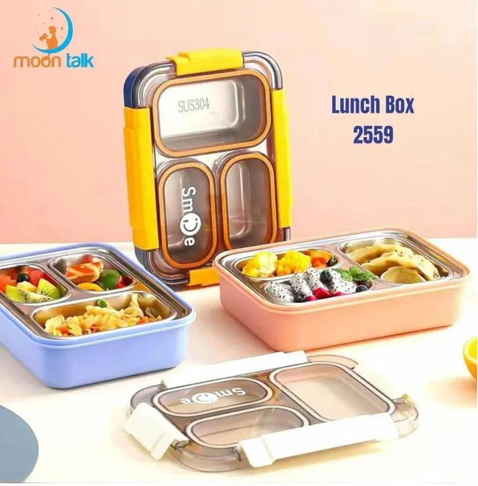 [KBS-827] Stainless Steel 3-Compartment Lunch Box – Leak-Proof, BPA-Free, 710ml (Model 2559) 