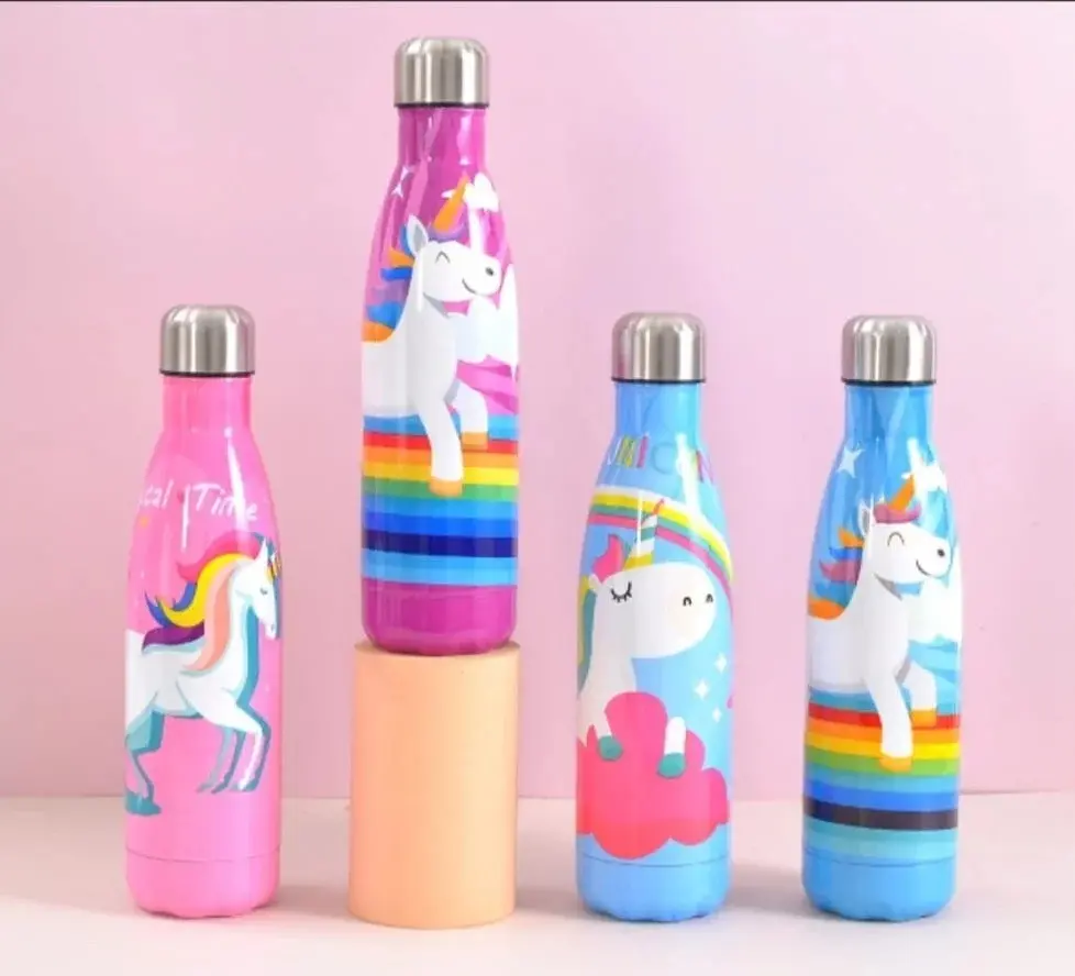 Unicorn Print Stainless Steel Water Bottle - 500ml (4343)