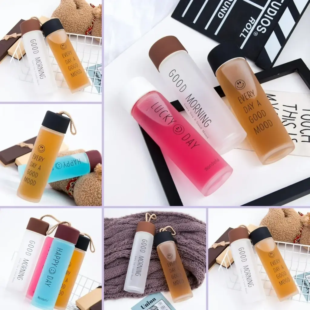 Glass Water Bottle (Assorted Print) -350ml