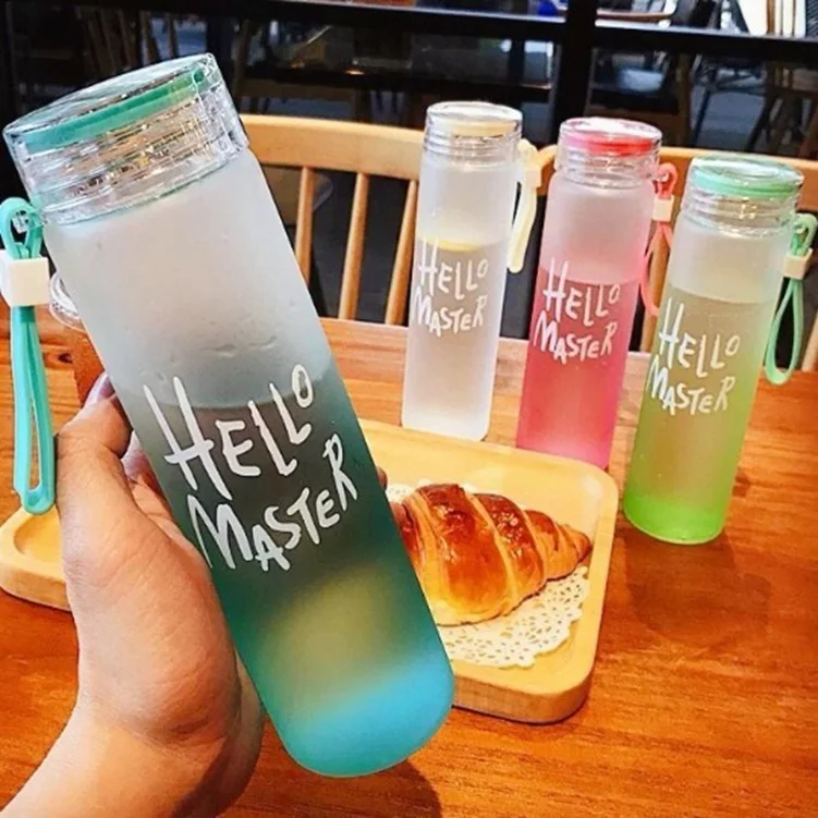 Glass Water Bottle (Hello Master)