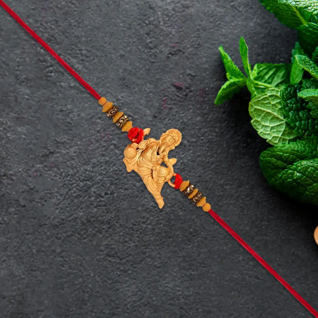 [KBS-1061] Lord Ganesha Rakhi with Beaded Thread