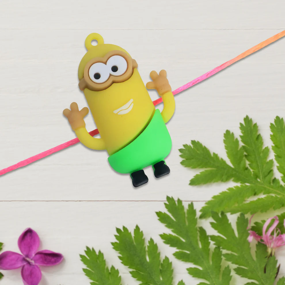 Cute Minion Cartoon Rakhi for Kids – Soft Silicone Character Thread