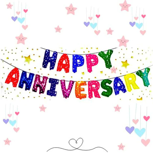 Happy Anniversary Decoration Balloon Foil Set (16 Pcs) 