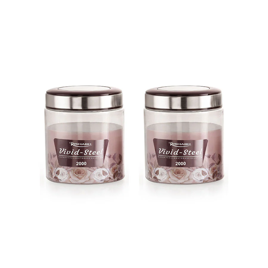 [KBS-1121] Rishabh Vivid Steel 2000ml Container 2 Pcs Set with spoon