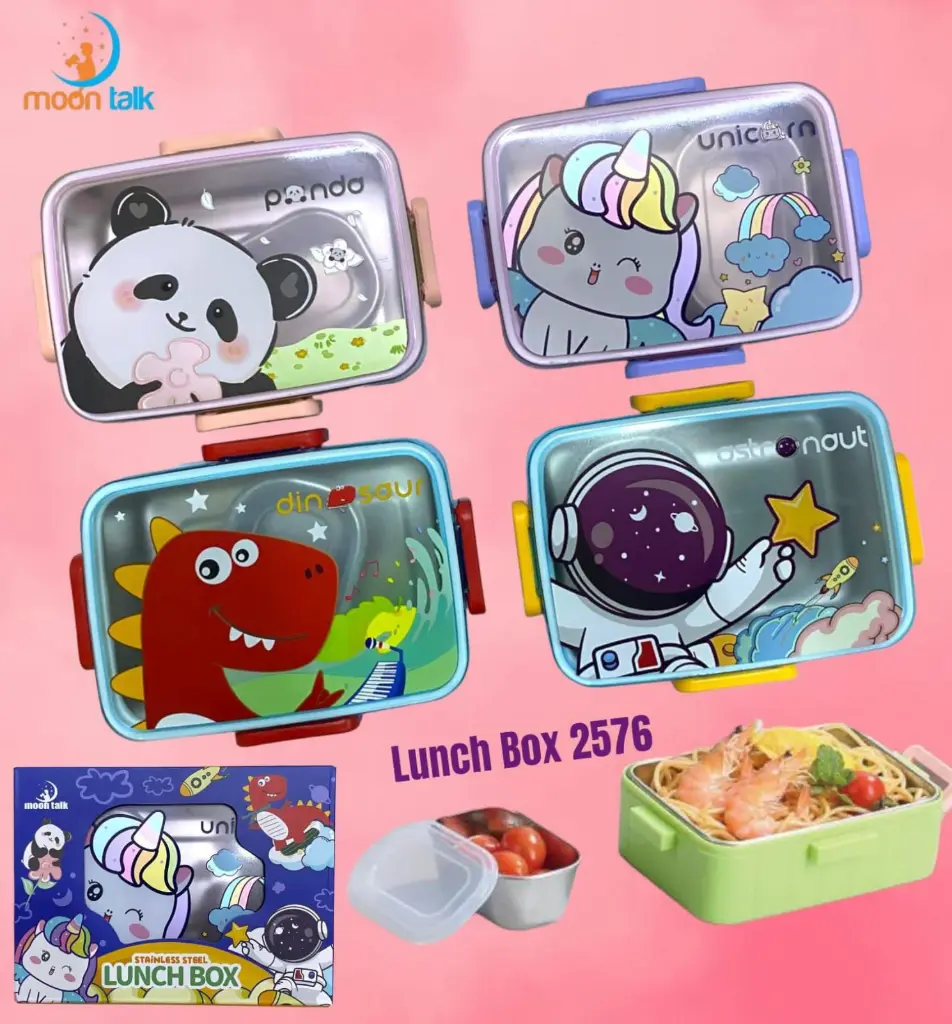 [KBS-1161] Stainless Steel Cartoon Print Lunch Box - 600ml + 100ml Bowl (No. 2576)