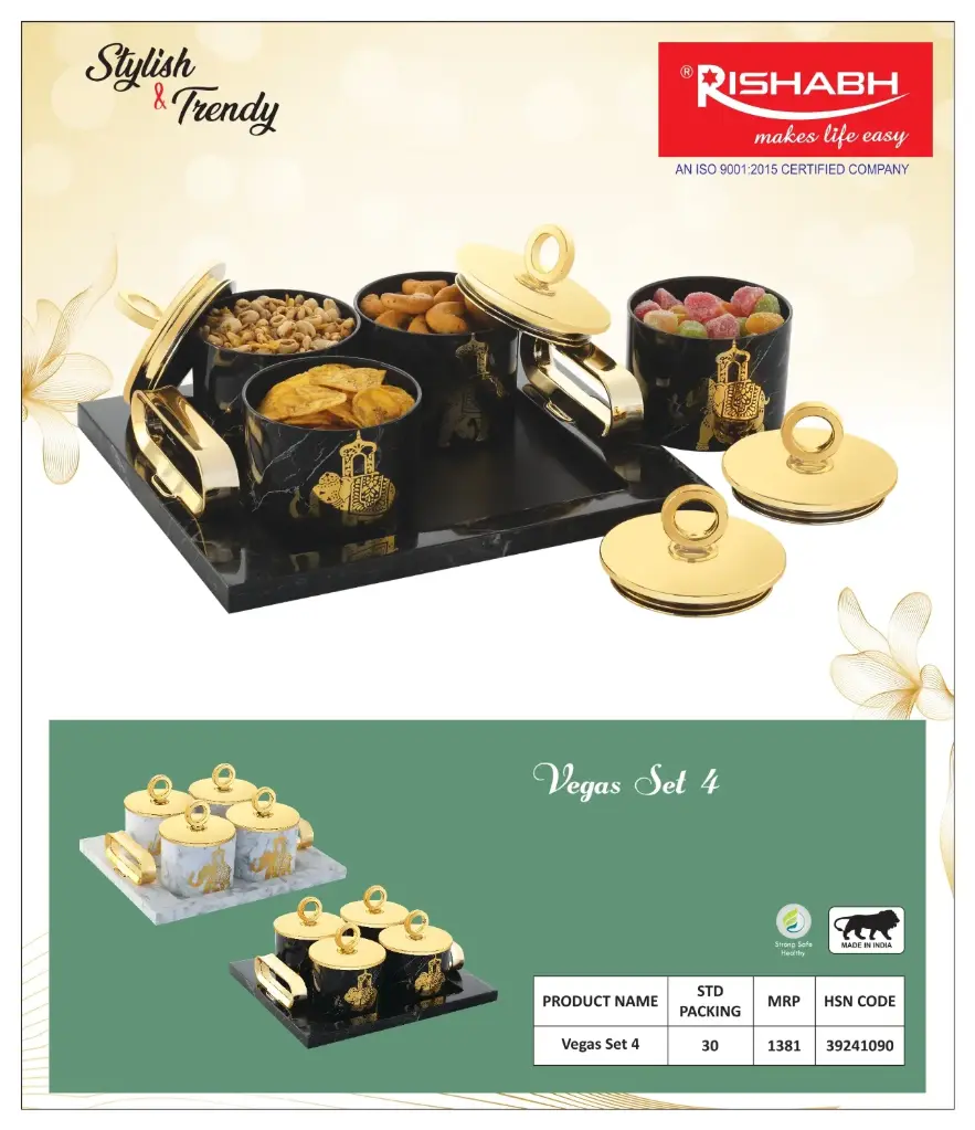 [KBS-1201] Rishabh Vegas Set 4 Dry Fruit Serving Set