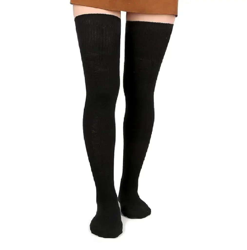 [KBS-1397] Woolen Thigh High Socks (Black color)