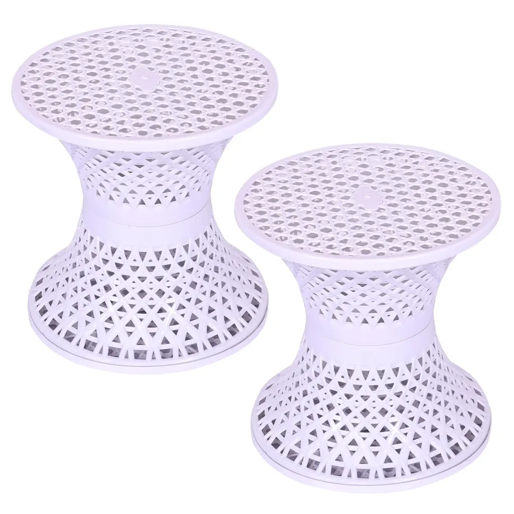 Plastic Mesh Damroo Stool | Double-Sided Stool for Guestroom, Garden, Balcony | Damroo Style Seating (Pack of 1, Assorted Colors)