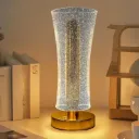 3D Acrylic LED Night Lamp | Touch Control Cordless Decorative Table Light with Gold Base | Crystal Design Bedside Lamp