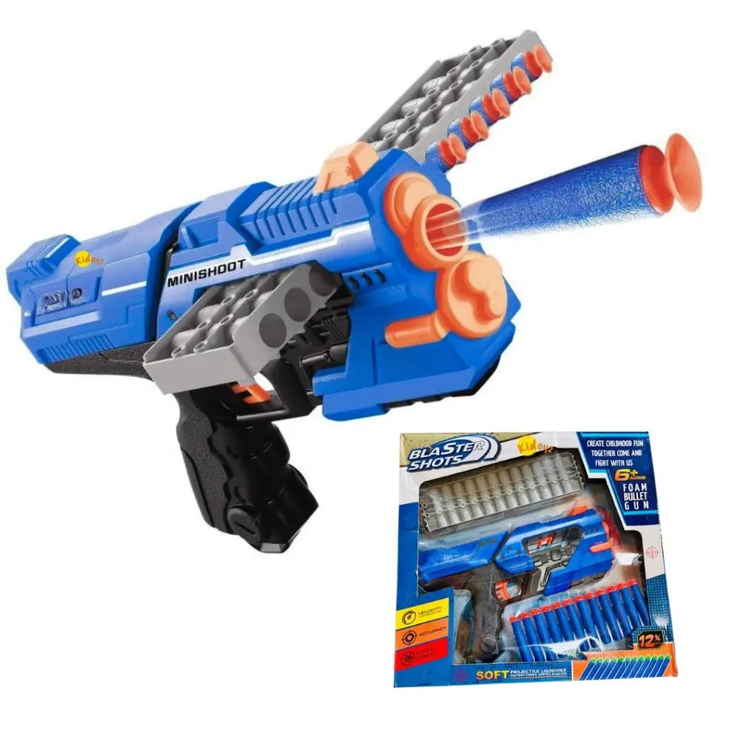 [KBS-1581] Mega Shooter Foam Dart Gun Toy for Kids | 12 Soft Foam Bullets