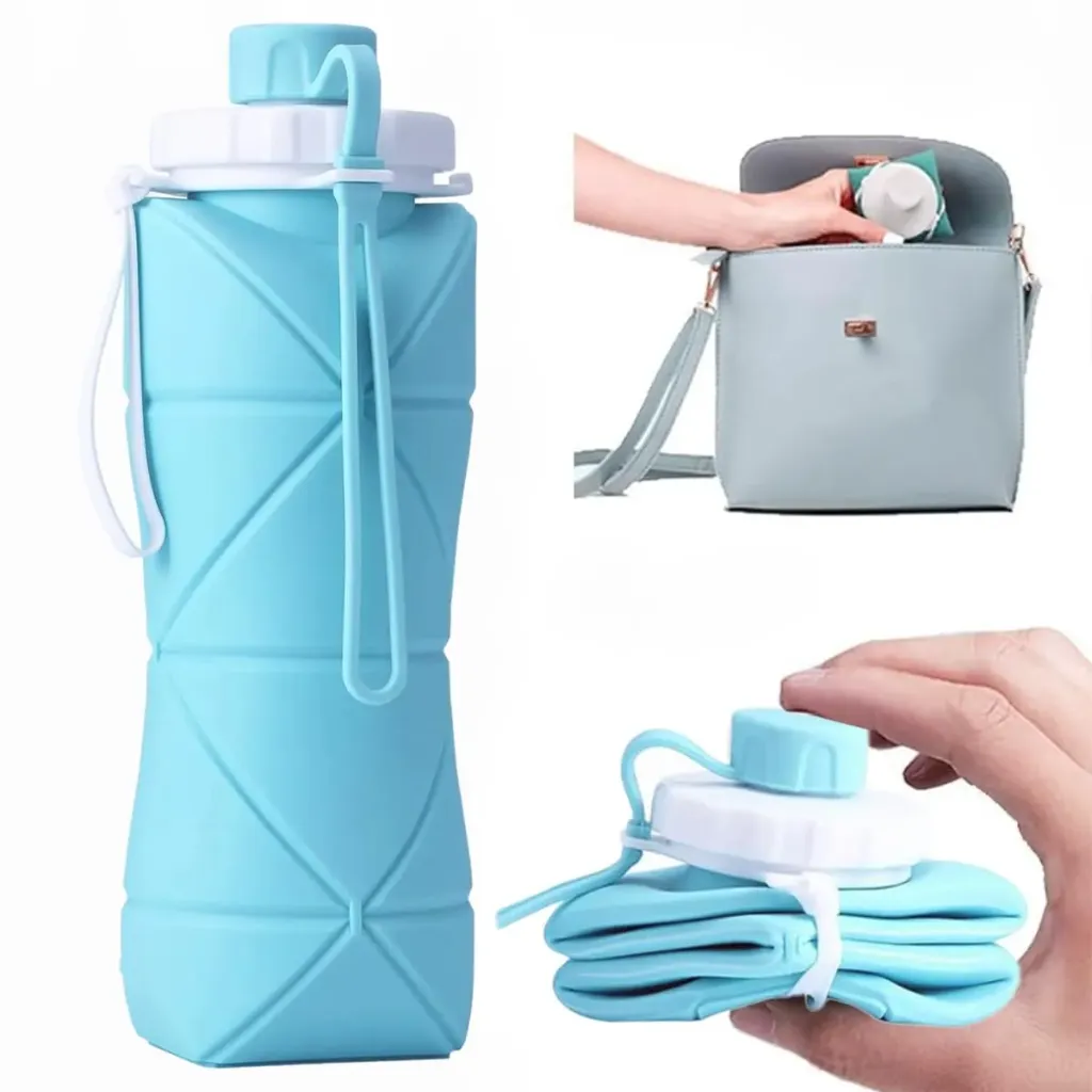 [KBS-1588] Folding Silicone Water Bottle | Portable Sports Water Bottle for Travel, Running, Cycling, Camping & Hiking