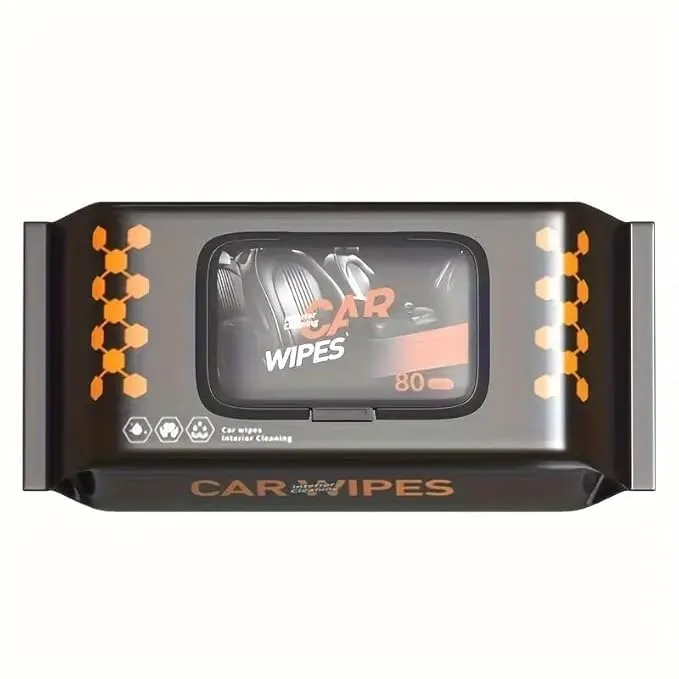 Car Interior Cleaning Wet Wipes (80 Pcs) | Car Care Cleaner for Dashboard, Glass, Seats, Leather & Steering Wheel