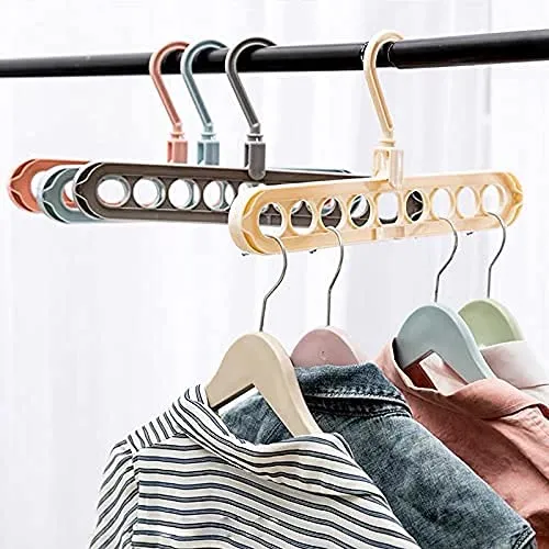 [KBS-1614] Wardrobe Folding Hangers | Space Saving Multifunctional Closet Organizer with 9 Slots | Cascading Hanger for Shirts, Pants, Dresses & Heavy Clothes