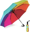 Auto Open Close Rainbow Umbrella | Compact Windproof Travel Umbrella for Women, Men & Kids | Portable for Rain & Wind