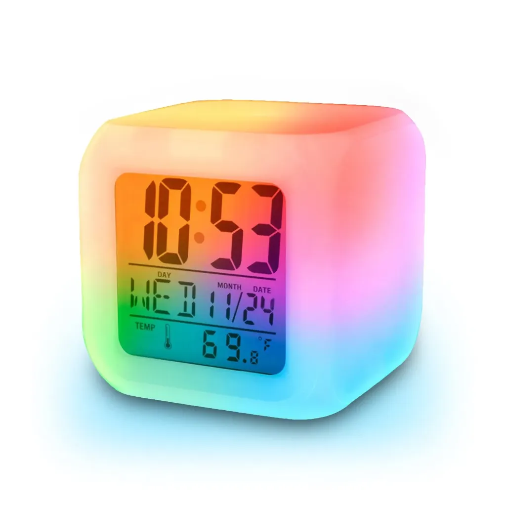 [KBS-1626] Alarm Clock with 7 Color Changing Digital Display & Temperature Display